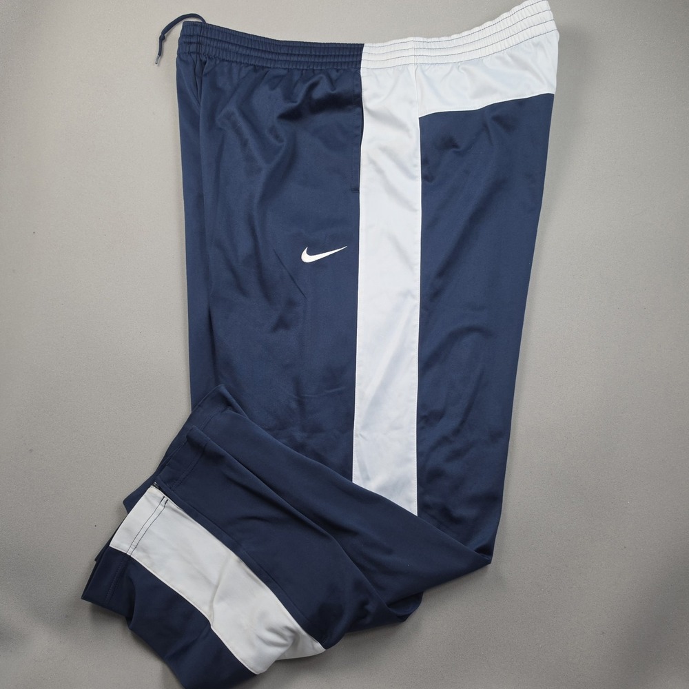 Nike Basketball Vintage Y2K Men's XL Navy Blue White Zip Ankle Track Pants Baggy